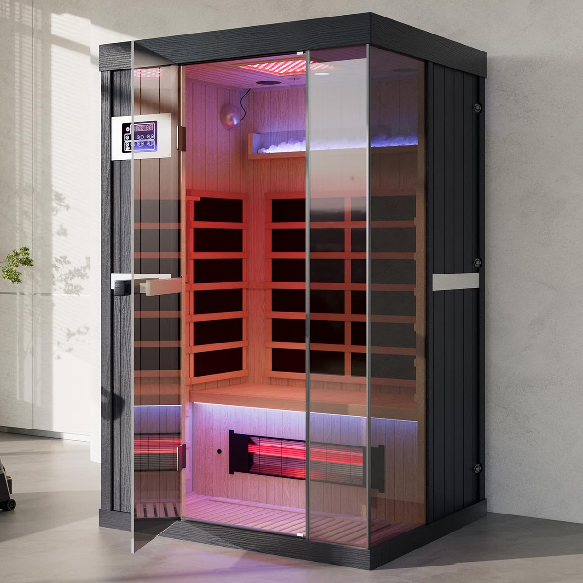 2-Person Full Spectrum Sauna Himalayan Salt Far Infrared Dual LED Controls