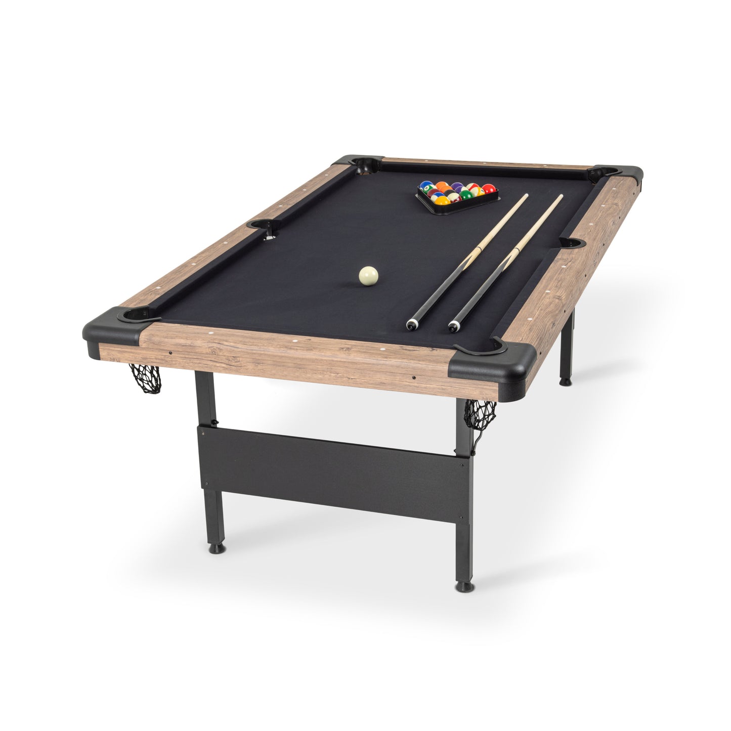 7ft Portable Pool Table - No Assembly Required Folding Billiard Table in Oak