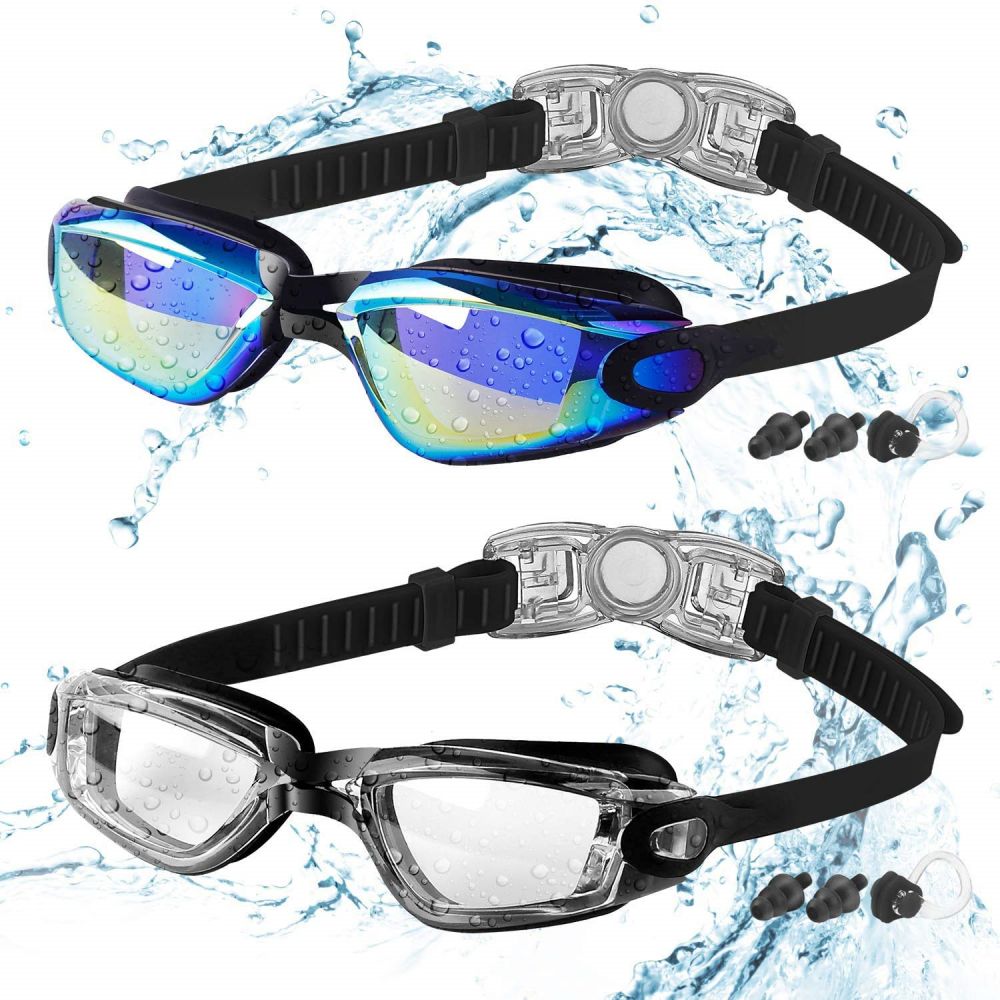 COOLOO 2 Pack Clear Swimming Goggles for Kids Boys Girls Teens 3-15 Years Old Anti-Fog Waterproof No Leak - COOL BABY