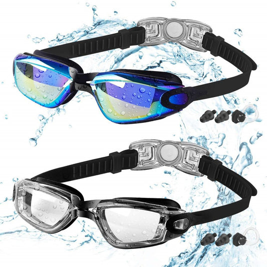 COOLOO 2 Pack Clear Swimming Goggles for Kids Boys Girls Teens 3-15 Years Old Anti-Fog Waterproof No Leak - COOL BABY