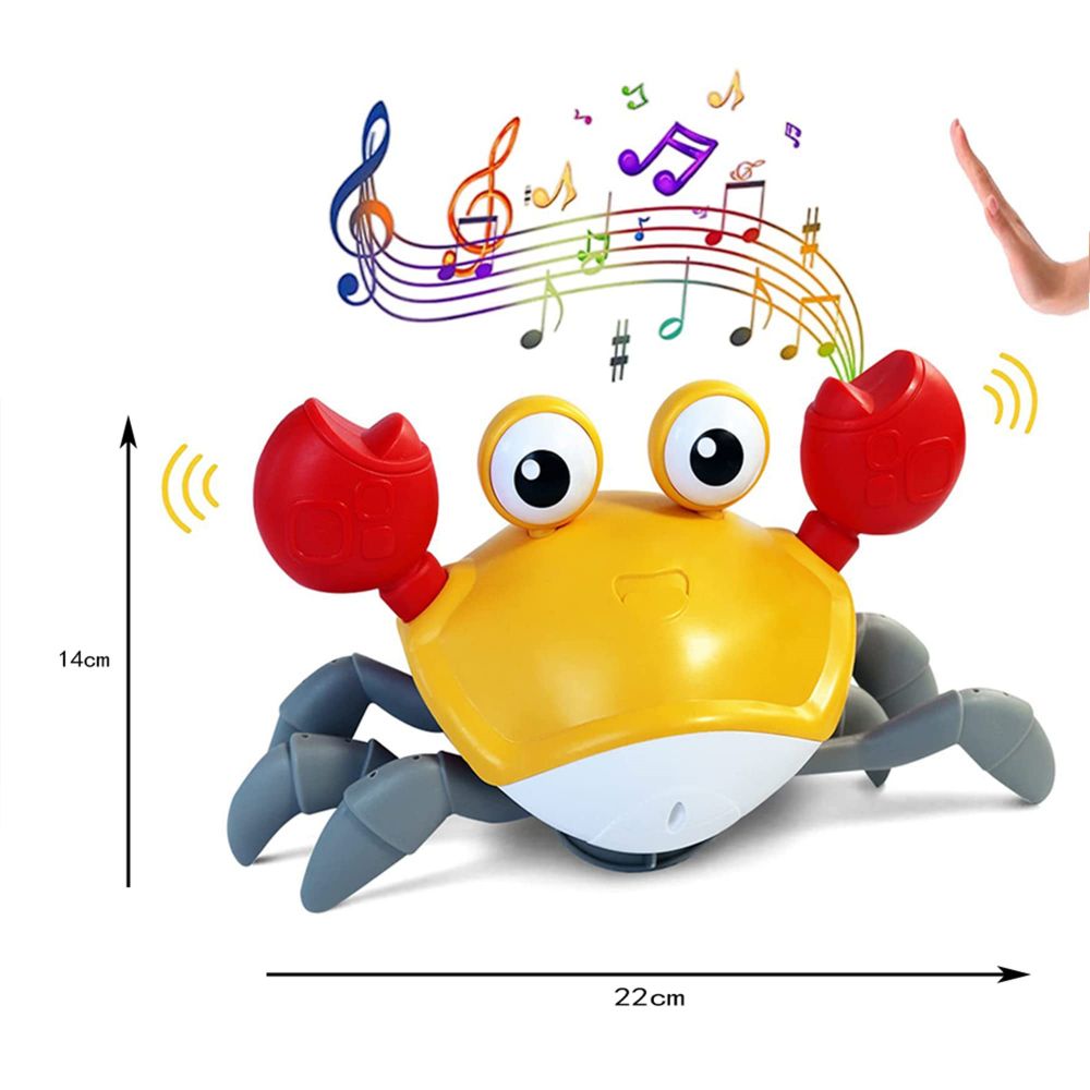 COOLBABY USB Rechargeable Walking Crab Toy for Kids, Electric Toy Crab with Obstacle Avoidance, Light&Music Effect Crawling Toys for Kids - COOLBABY