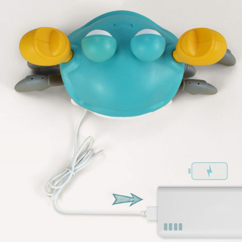 COOLBABY USB Rechargeable Walking Crab Toy for Kids, Electric Toy Crab with Obstacle Avoidance, Light&Music Effect Crawling Toys for Kids - COOLBABY
