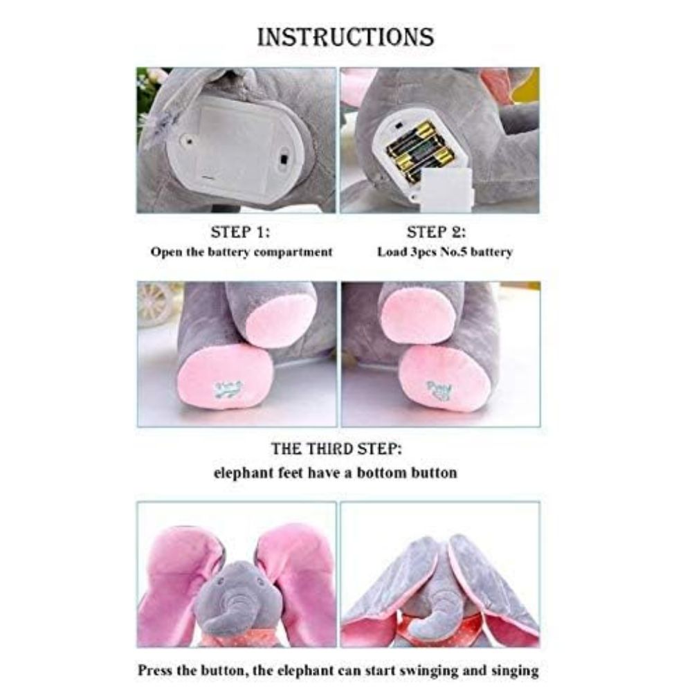 COOLBABY ZJJ0212 Elephant Stuffed Doll Toys Kids Gift Present Boys & Girls - COOL BABY