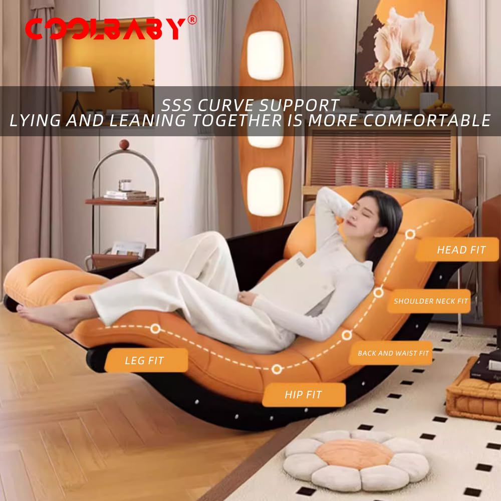 CoolBaby Outdoor Rocking Chair, Moon Shaped Rocking Chair, Indoor Sofa Chair for Bedroom, Living Room, Porch, Garden, Lawn - COOLBABY