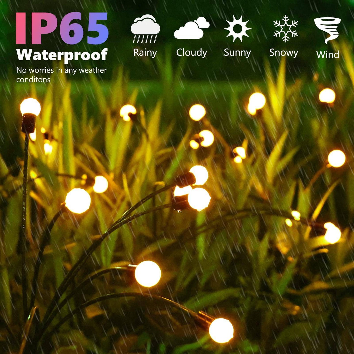 COOLBABY Hard Thorn Solar Firefly Lights, 4 packs of 8 LED Solar Swing Lights, Solar Garden Lights Waterproof, Solar Firefly Lights Outdoor Solar Garden Decorative Lights - COOL BABY