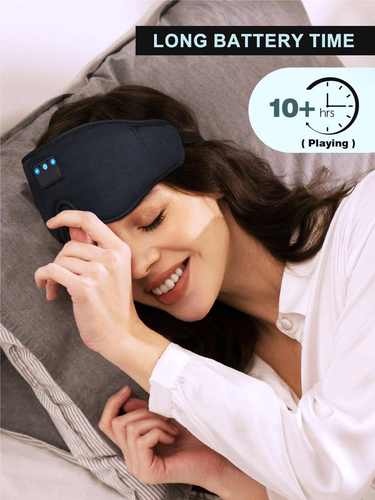 COOLBABY Sleep Headphones,3D Sleep Mask Bluetooth 5.0 Wireless Music Eye Mask, Sleeping Headphones for Side Sleepers with Ultra-Thin Stereo Speakers Perfect for Sleeping - COOL BABY