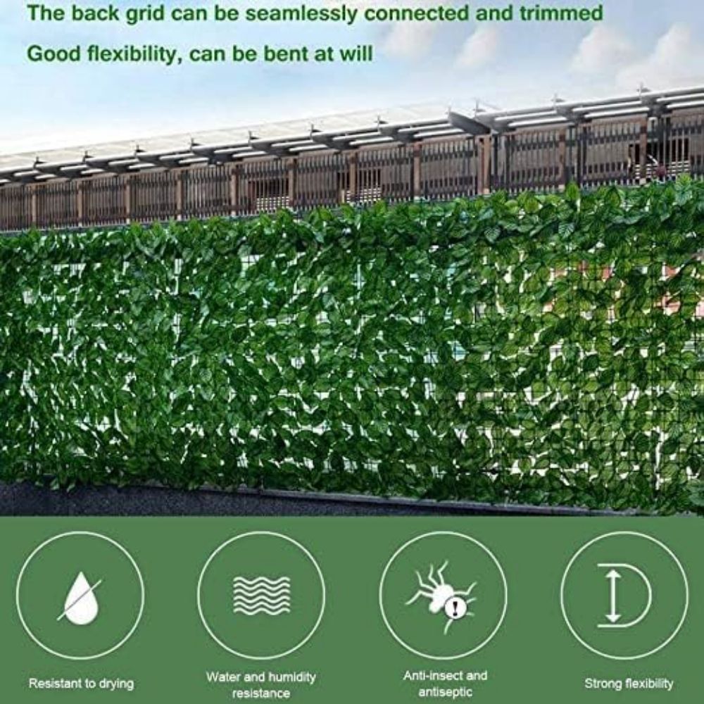 COOLBABY Faux Ivy Privacy Fence Wall Screen,118 x 39 inches (approx 299.5 x99.5 cm) Faux Hedge Fence and Faux Ivy Maple Leaf Decoration Outdoor Garden Decor - COOLBABY
