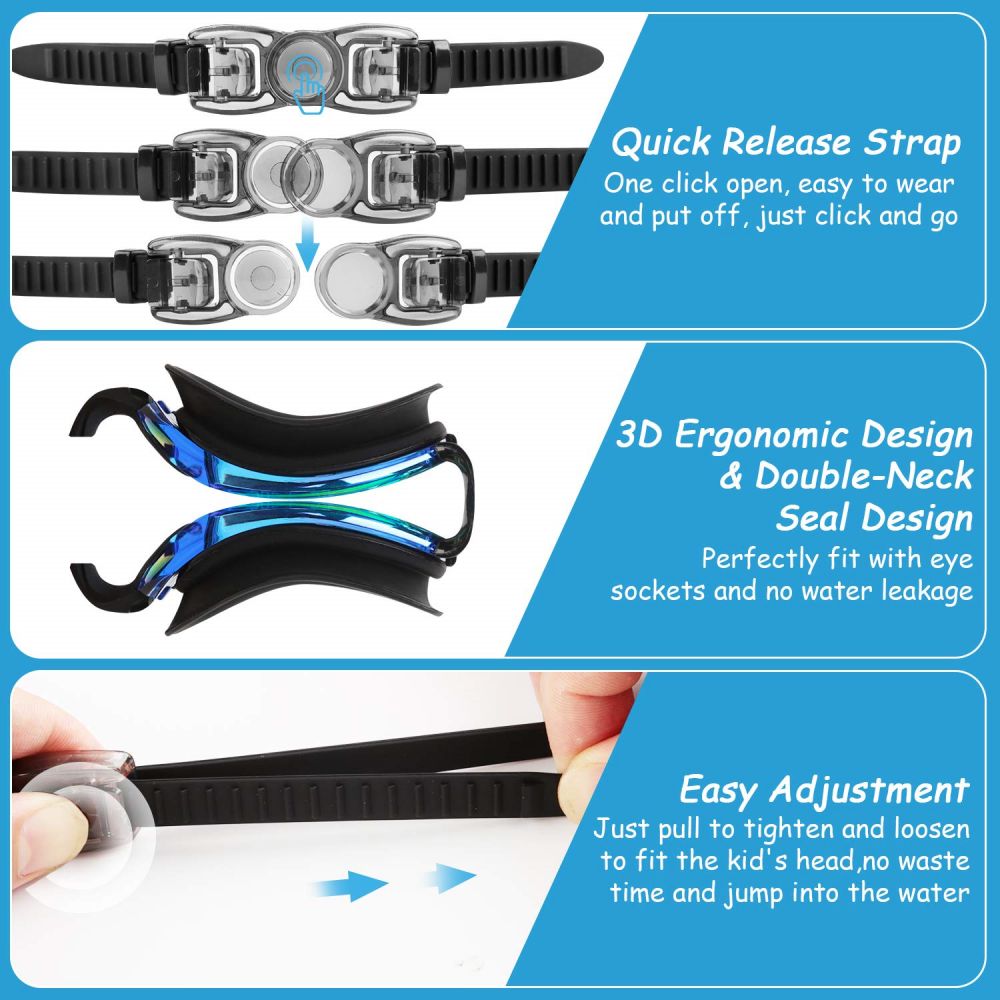 COOLOO 2 Pack Clear Swimming Goggles for Kids Boys Girls Teens 3-15 Years Old Anti-Fog Waterproof No Leak - COOL BABY