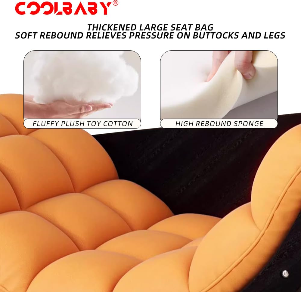 CoolBaby Outdoor Rocking Chair, Moon Shaped Rocking Chair, Indoor Sofa Chair for Bedroom, Living Room, Porch, Garden, Lawn - COOLBABY