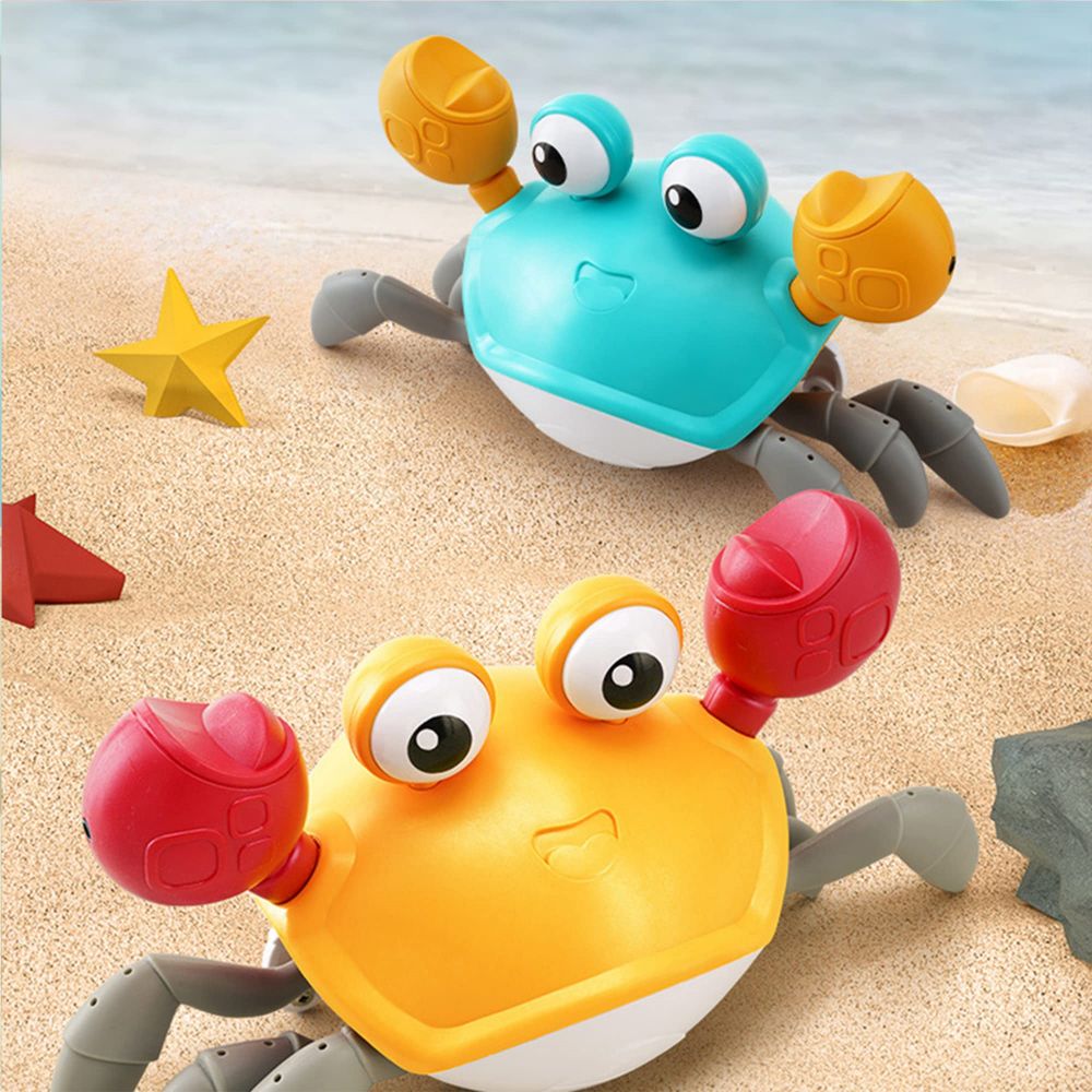 COOLBABY USB Rechargeable Walking Crab Toy for Kids, Electric Toy Crab with Obstacle Avoidance, Light&Music Effect Crawling Toys for Kids - COOLBABY