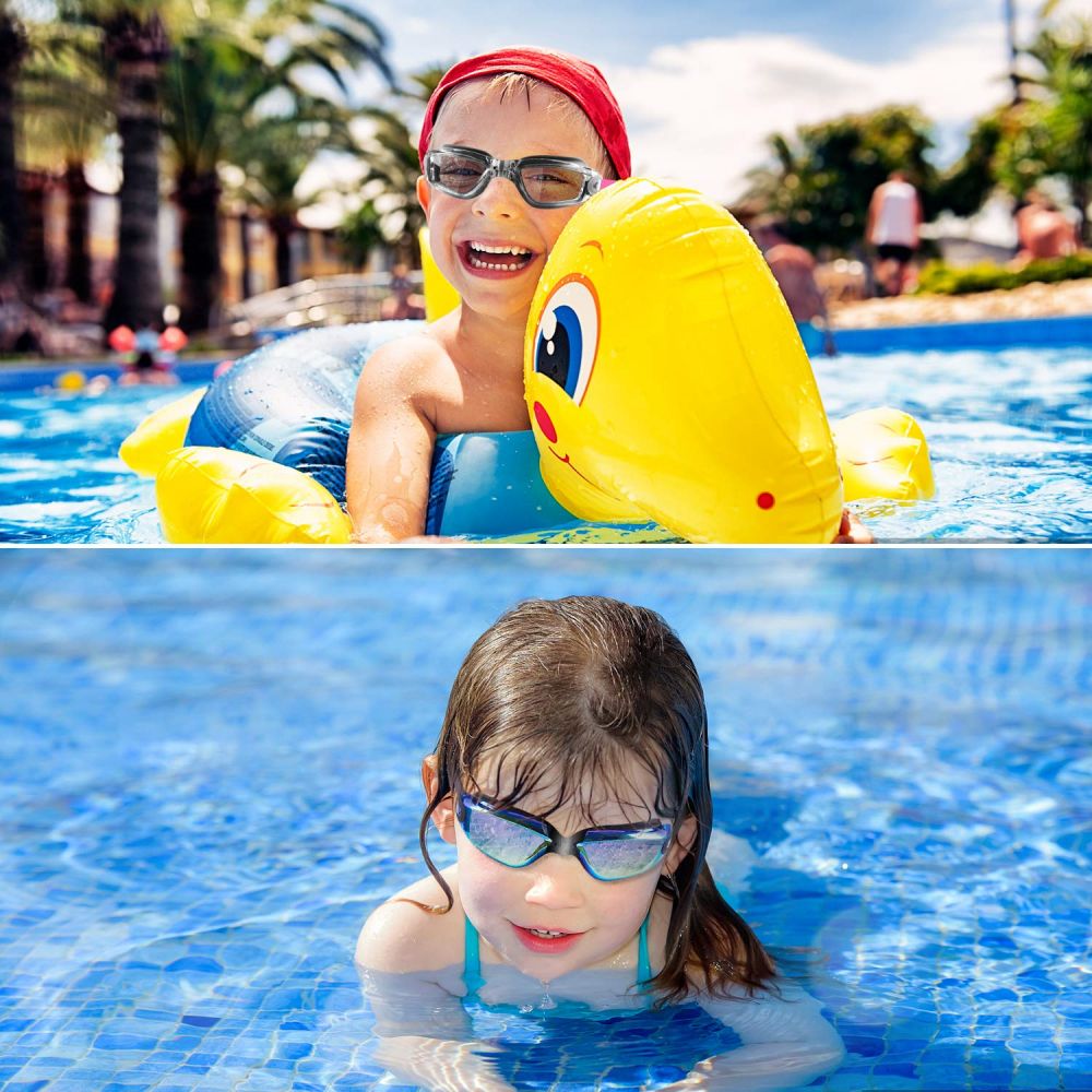 COOLOO 2 Pack Clear Swimming Goggles for Kids Boys Girls Teens 3-15 Years Old Anti-Fog Waterproof No Leak - COOL BABY