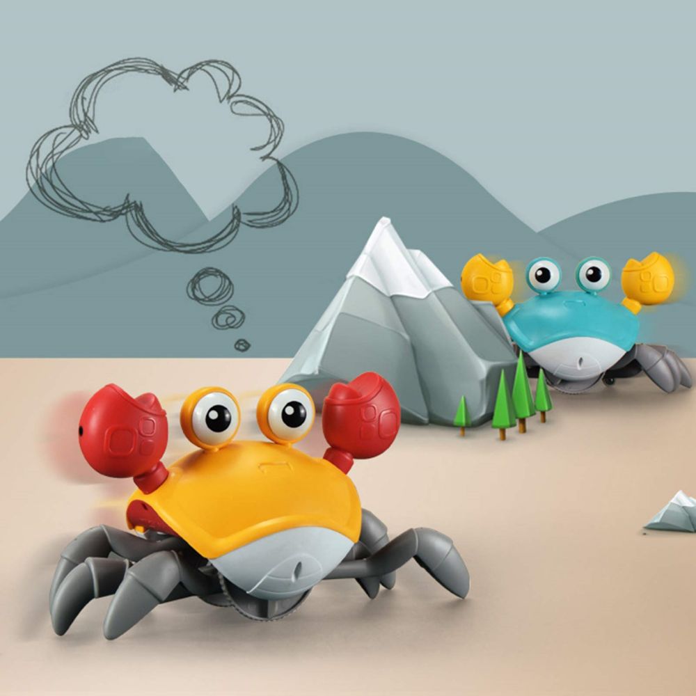 COOLBABY USB Rechargeable Walking Crab Toy for Kids, Electric Toy Crab with Obstacle Avoidance, Light&Music Effect Crawling Toys for Kids - COOLBABY