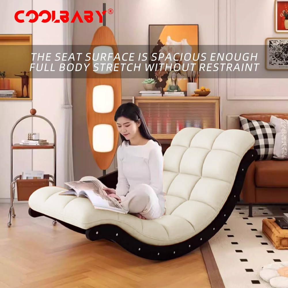 CoolBaby Outdoor Rocking Chair, Moon Shaped Rocking Chair, Indoor Sofa Chair for Bedroom, Living Room, Porch, Garden, Lawn - COOLBABY