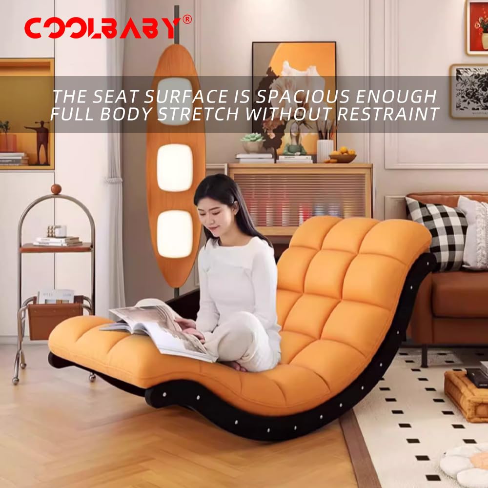 CoolBaby Outdoor Rocking Chair, Moon Shaped Rocking Chair, Indoor Sofa Chair for Bedroom, Living Room, Porch, Garden, Lawn - COOLBABY