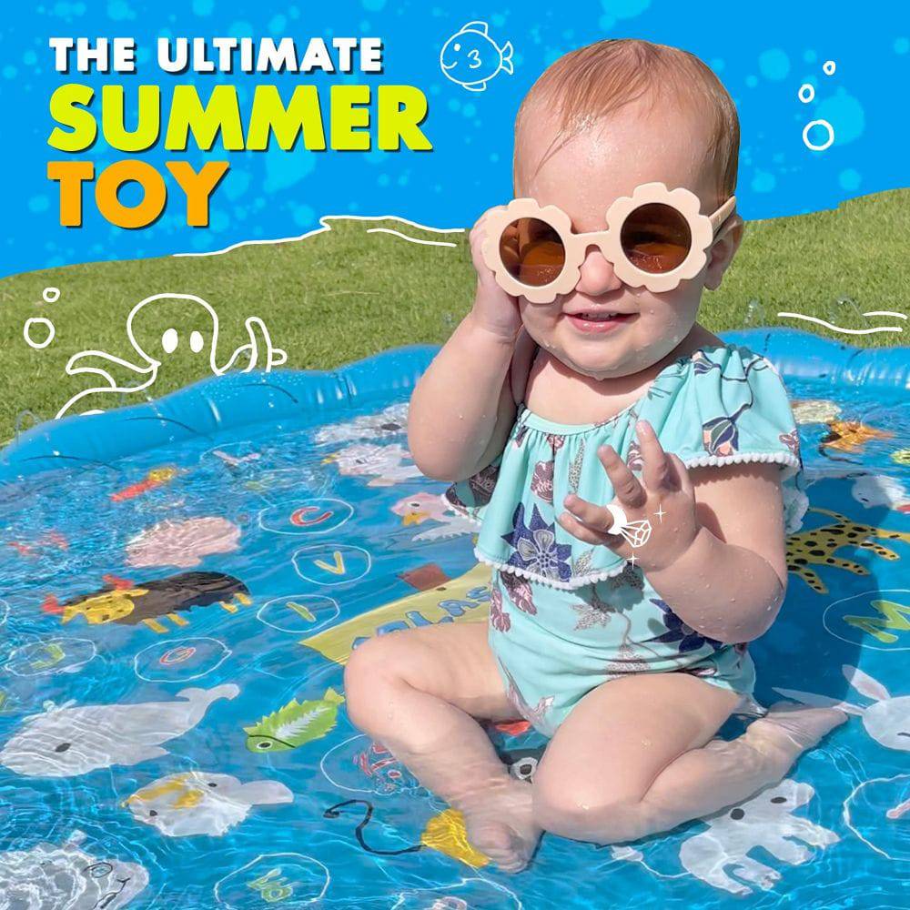 COOLBABY 3-in-1 Kids Sprayer, Splash Pad and Learning Wading Pool 60-Inch Inflatable Water Toy - COOL BABY