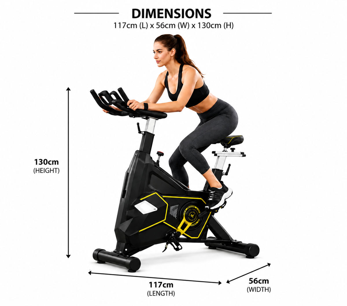 Commercial Spin Bike 20KG Spin Wheel | Heavy-Duty Indoor Cycling Exercise Bike with Belt Drive & Magnetic Resistance