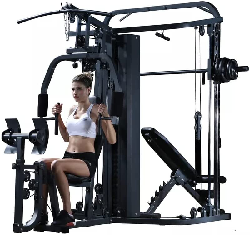COOLBABY Ultimate Home Gym: Multifunctional Fitness Station with Smith Bar & Cable Crossover - COOLBABY