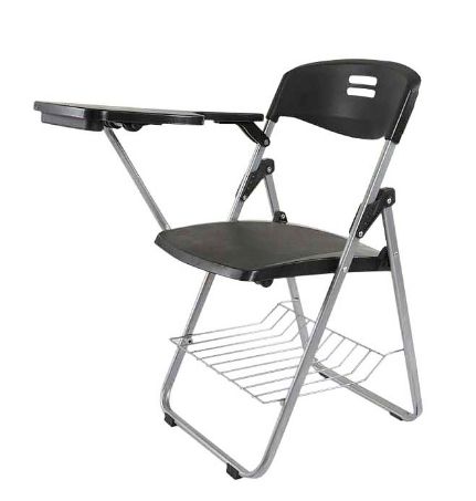 Student Chair Black, Folding Plastic Chair with Writing Table - COOLBABY