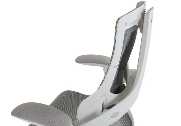 Executive Medium Back Height Ergonomic Mesh Chair, Office Conference Mesh Chairs With Adjustable-Backrest Caster Wheels- White - COOLBABY