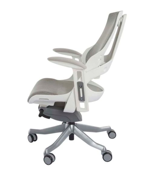 Executive Medium Back Height Ergonomic Mesh Chair, Office Conference Mesh Chairs With Adjustable-Backrest Caster Wheels- White - COOLBABY