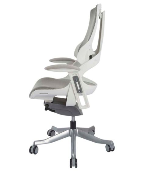 Executive Medium Back Height Ergonomic Mesh Chair, Office Conference Mesh Chairs With Adjustable-Backrest Caster Wheels- White - COOLBABY