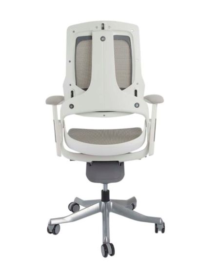 Executive Medium Back Height Ergonomic Mesh Chair, Office Conference Mesh Chairs With Adjustable-Backrest Caster Wheels- White - COOLBABY