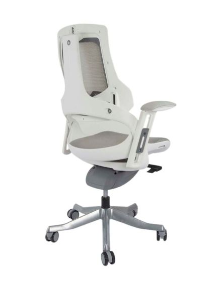 Executive Medium Back Height Ergonomic Mesh Chair, Office Conference Mesh Chairs With Adjustable-Backrest Caster Wheels- White - COOLBABY