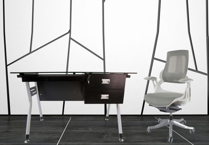 Executive Medium Back Height Ergonomic Mesh Chair, Office Conference Mesh Chairs With Adjustable-Backrest Caster Wheels- White - COOLBABY