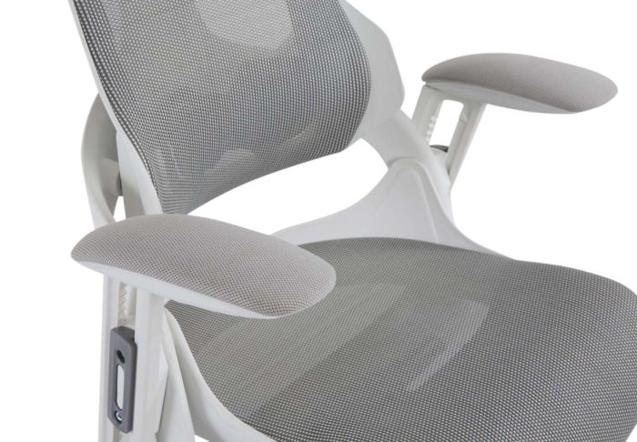 Executive Medium Back Height Ergonomic Mesh Chair, Office Conference Mesh Chairs With Adjustable-Backrest Caster Wheels- White - COOLBABY