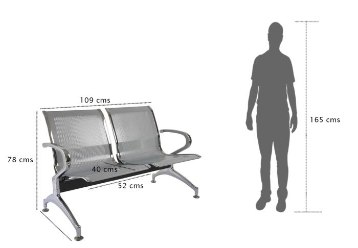2 Seater Metal Bench, For Large Waiting Areas - COOLBABY