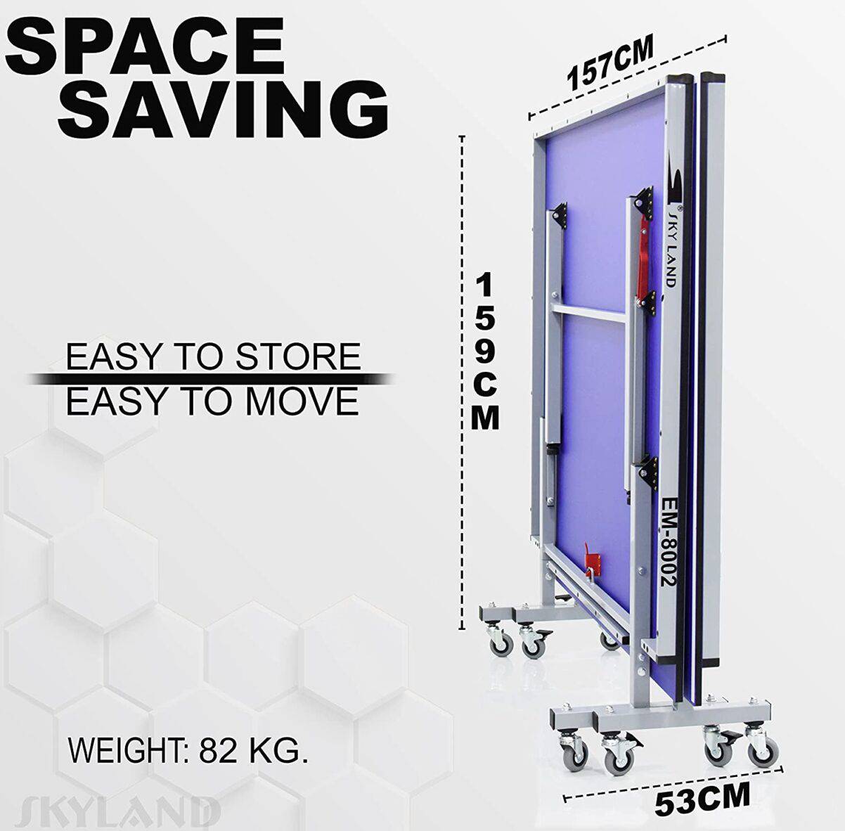 Moveable Tennis Table Em-8002 Single Folding , Blue SKY LAND - COOLBABY