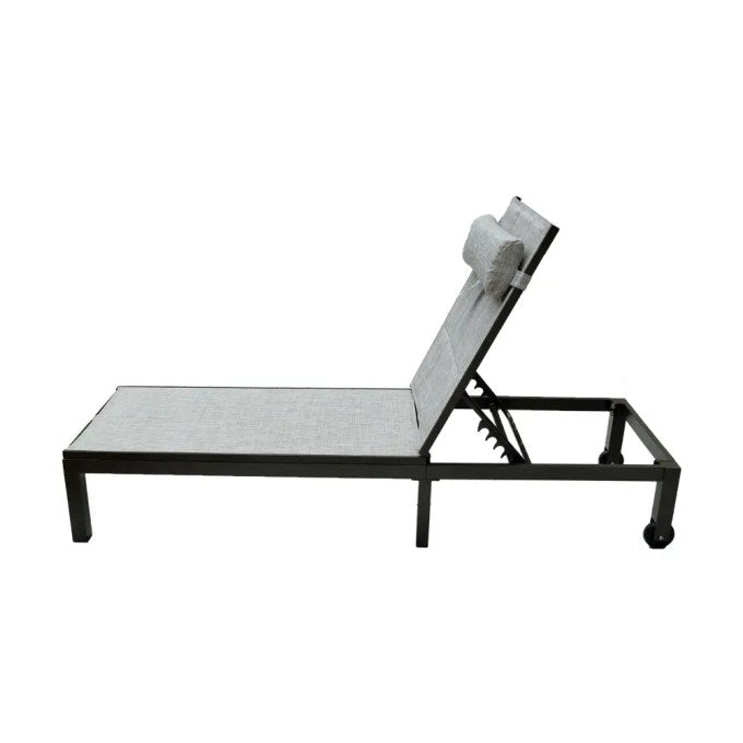 Patio Lounge Chair with Wheels, Outdoor Garden Sun Pool Chair - GREY - COOLBABY