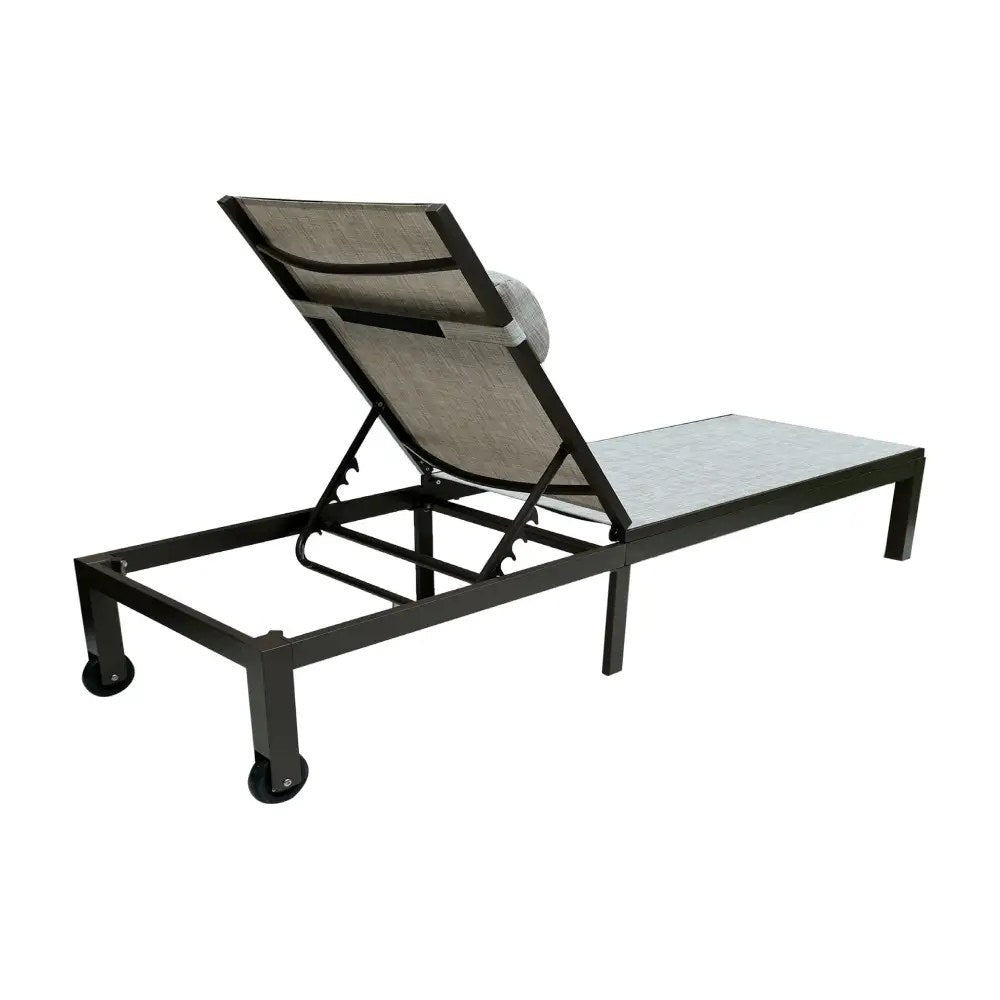 Patio Lounge Chair with Wheels, Outdoor Garden Sun Pool Chair - GREY - COOLBABY