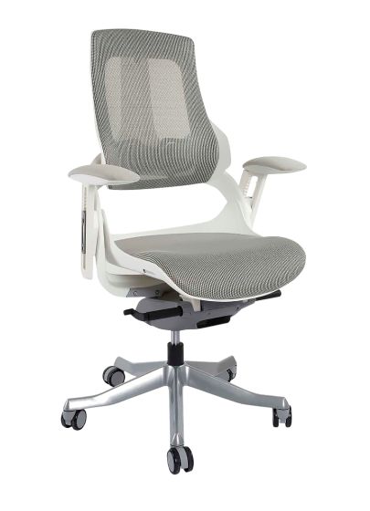 Executive Medium Back Height Ergonomic Mesh Chair, Office Conference Mesh Chairs With Adjustable-Backrest Caster Wheels- White - COOLBABY