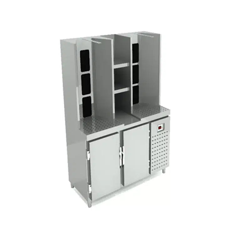 Commercial Double Gas Shawarma Machine with Under Chiller | 8 Burner Doner Grill | AISI 304 Stainless Steel | Made in UAE