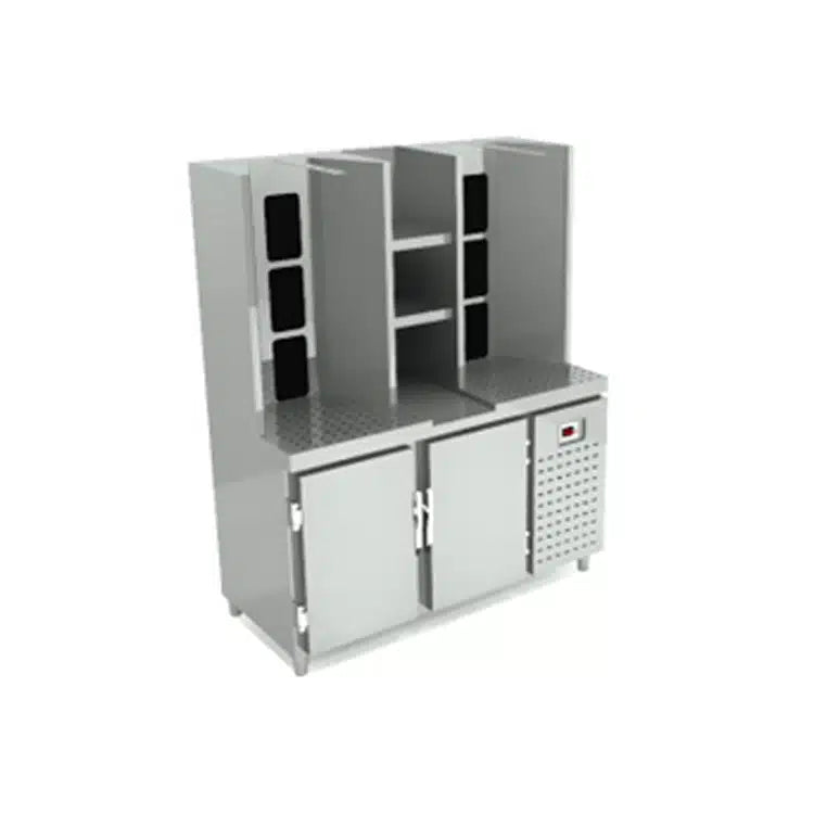 Commercial Double Gas Shawarma Machine with Under Chiller | 2 Units 4 Burners Each | AISI 304 Stainless Steel | Made in UAE