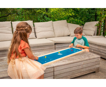 Wooden Shuffleboard Game Board with 8 Playing Pieces | Indoor & Outdoor Dexterity Game