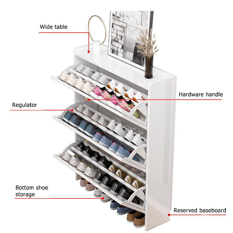 Cabinet Rack Storage Organizer, Wooden Shoe Cabinet and table - White - COOLBABY