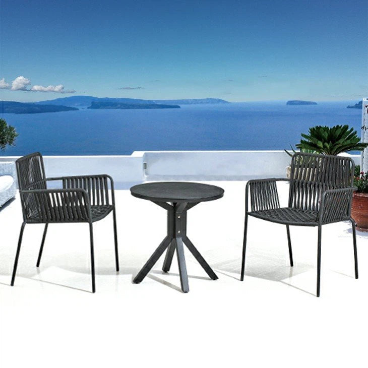 Outdoor Aluminum Frame Rope Dining Chair with Cushion - COOLBABY
