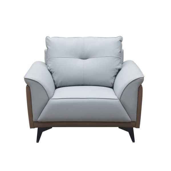 COOLBABY XP-227-B Modern Office Sofa Set - Grey PU Leather with Metal Frame and Thick Cushion Seating - COOLBABY