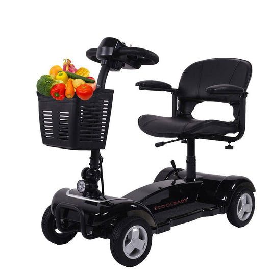 COOLBABY X-01: Portable 4-Wheel Electric Mobility Scooter with Seat for Seniors and Adults - COOL BABY