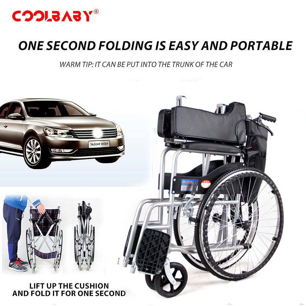 COOLBABY QBLY01: Lightweight Foldable Wheelchair for Elderly with Adjustable Seat Cushion - Enhanced Medline Experience! - COOL BABY