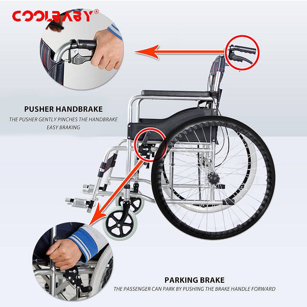 COOLBABY QBLY01: Lightweight Foldable Wheelchair for Elderly with Adjustable Seat Cushion - Enhanced Medline Experience! - COOL BABY