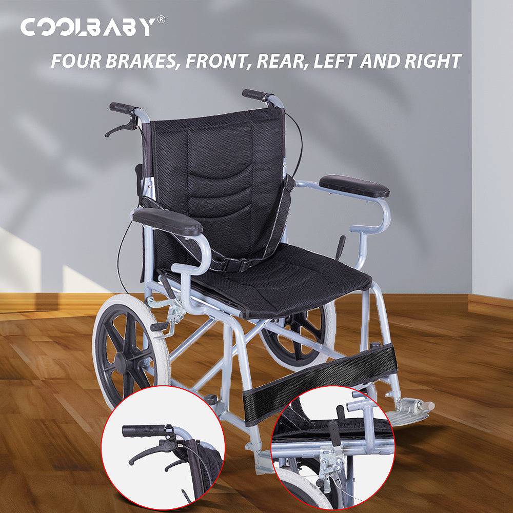 COOLBABY QBLY02: Foldable Lightweight Wheelchair for Elderly and Disabled with Handbrakes - Enhanced Mobility! - COOL BABY