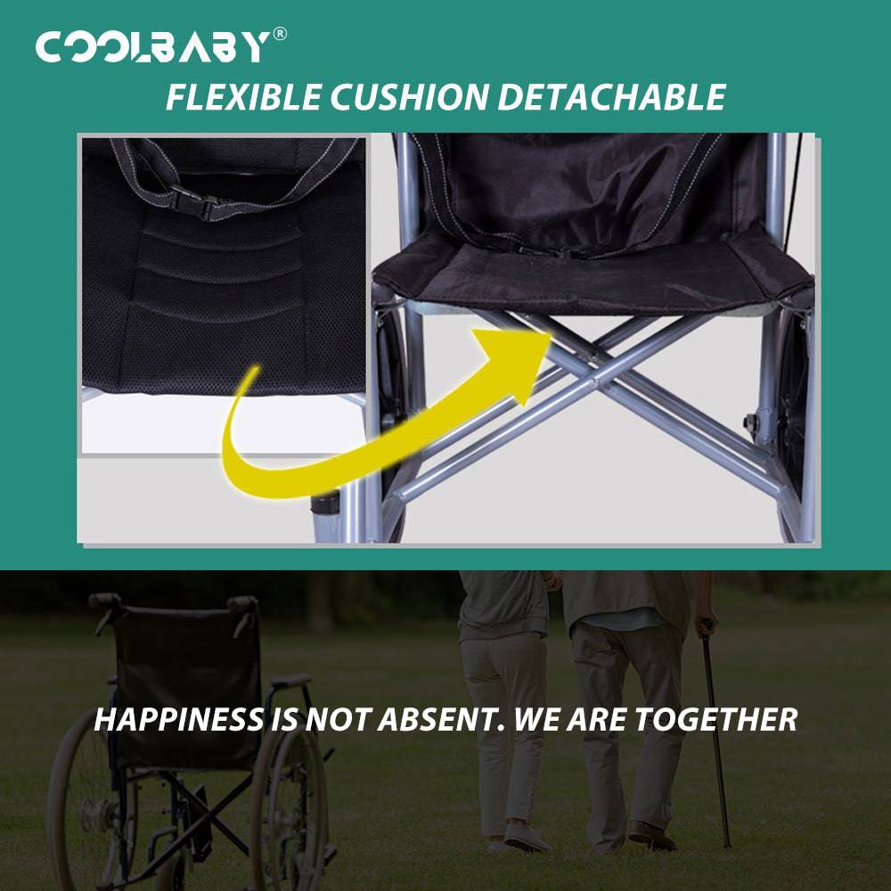 COOLBABY QBLY02: Foldable Lightweight Wheelchair for Elderly and Disabled with Handbrakes - Enhanced Mobility! - COOL BABY