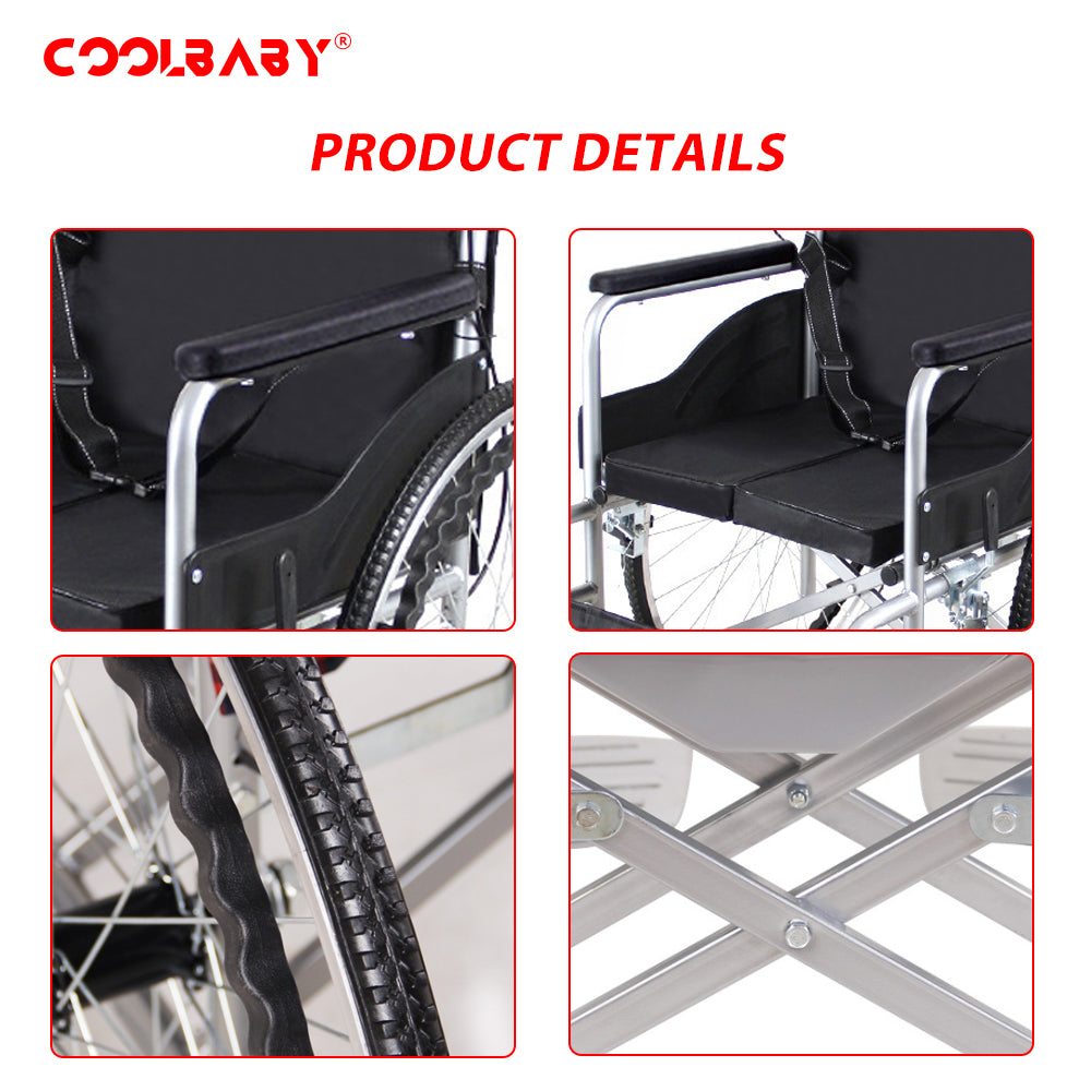 COOLBABY QBLY01: Lightweight Foldable Wheelchair for Elderly with Adjustable Seat Cushion - Enhanced Medline Experience! - COOL BABY