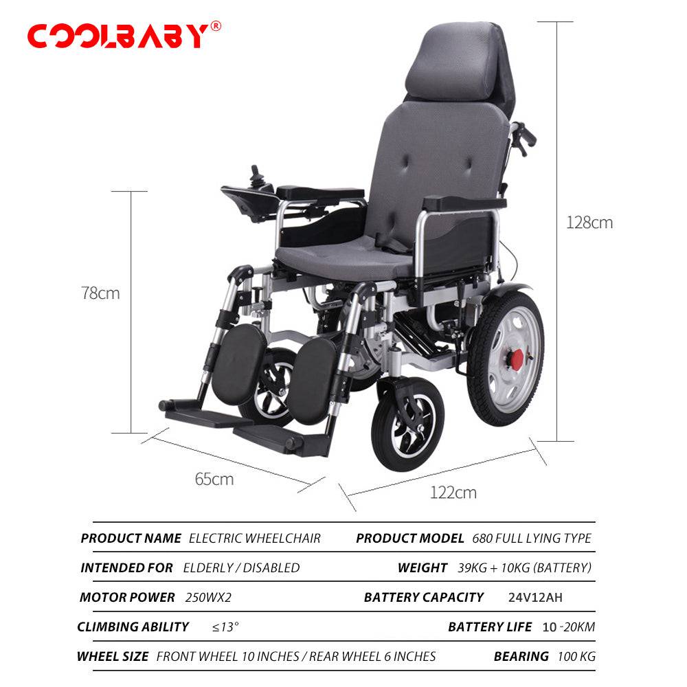 COOLBABY DDLY02: Foldable, Lightweight Electric Wheelchair for Elderly and Disabled, with Intelligent Adjustment and Full-Lying Capability - COOL BABY
