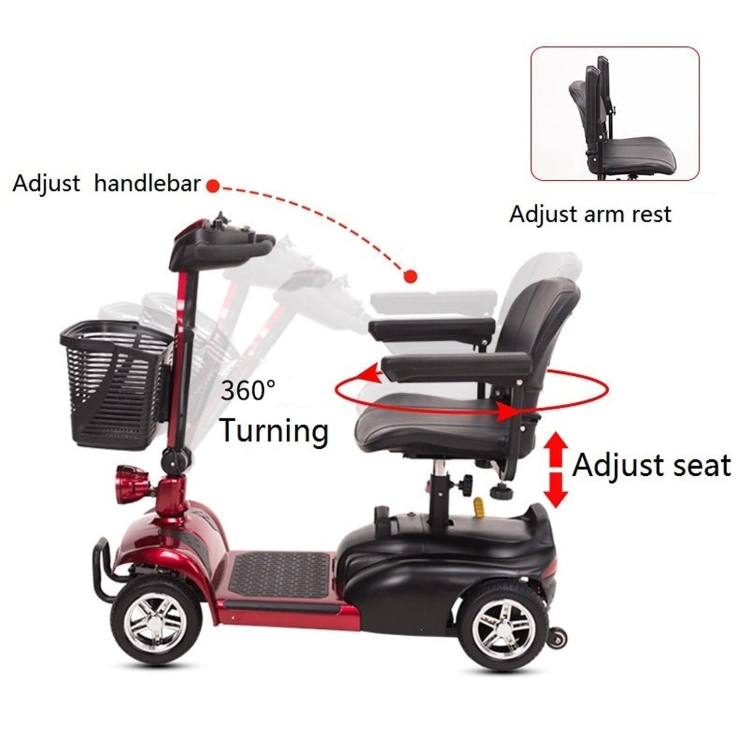 COOLBABY X-01-AC 4 Wheel Electric Folding Mobility Scooter - COOL BABY