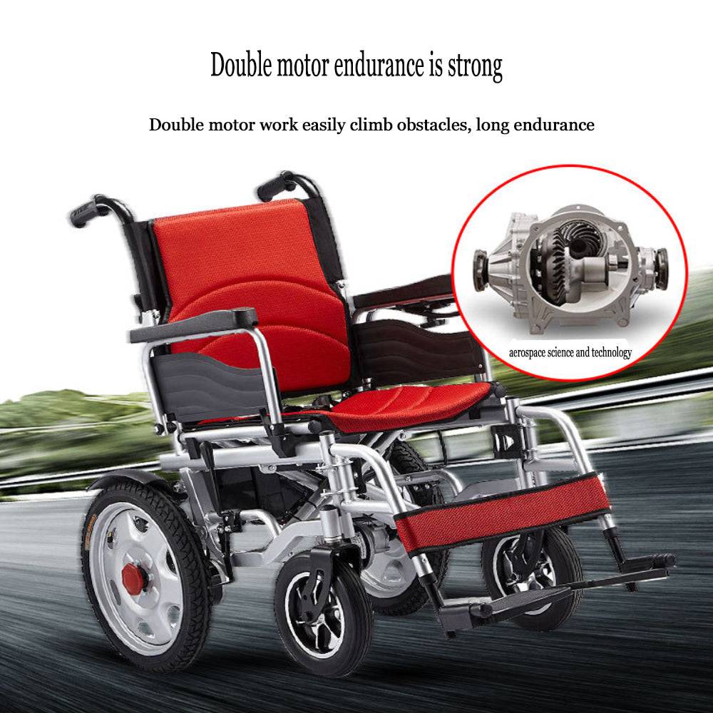 COOLBABY ZZR-E300E Portable adult electric wheelchair, folding special mobility wheelchair, front wheel with shock absorption, equipped with two 250W brush high power motors - COOL BABY