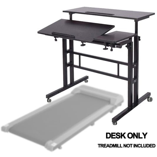 COOLBABY PBJB01ZZ Fitness Adjustable Height Treadmill Desk - Walk/Stand While You Work, Mobile Laptop Sit-Stand Desk Tiltable Top Desk - COOLBABY